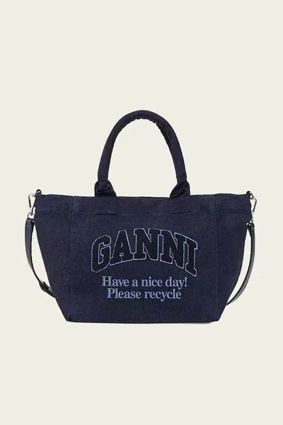 Ganni Easy Shopper Tote Bag In Blue