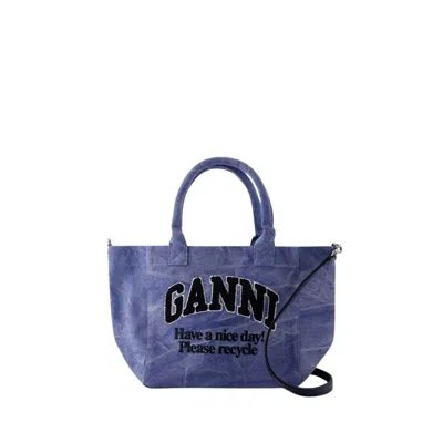 Ganni Small Easy Shopper Bag -  - Cotton - Blue