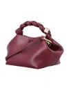 Ganni 'bou' Bordeaux Mini Handbag With Braided Handle And Removable Shoulder Strap In Burgundy