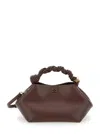 Ganni 'small  Bou' Brown Handbag With Butterfly Logo And Hand-braided Strands In Leather Woman