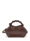 Ganni 'small  Bou' Brown Handbag With Butterfly Logo And Hand-braided Strands In Leather Woman