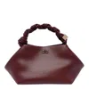 Ganni Bou Red Handbag With Butterfly Logo And Hand-braided Strands In Leather Woman In Red