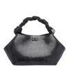 Ganni Mini Tote Bag With Twisted Handles In Black