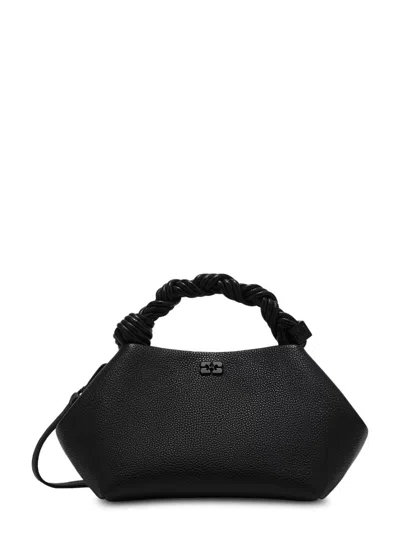 Ganni Small Grained Bou Bag With Twisted Handle In Black
