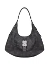 Ganni Small Kat Flower-buckle Shoulder Bag In Black