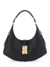 Ganni Kat Small Black Shoulder Bag With Adjustable Handle And Logo Plaque On The Front In Leather Woman In Black
