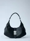 Ganni Small Kat Silver Shoulder Bag In Black