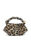 Ganni Structured Leopard Print Handbag With Twisted Handle In Animal Print