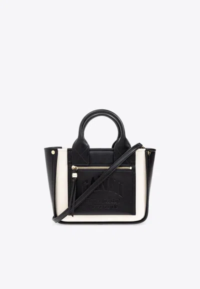 Ganni Small Pocket Canvas Tote Bag In Black
