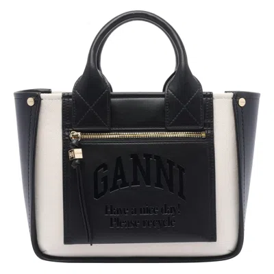 Ganni Small Pocket Tote Bag In Black