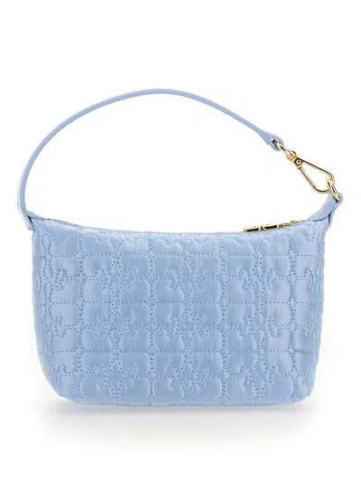 Ganni Small Satin Bag In Baby Blue
