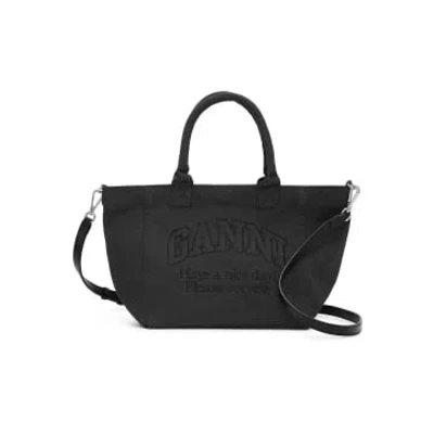 Ganni Small Shopper Bag In Black