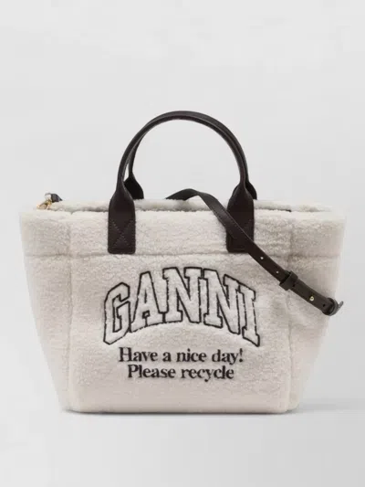 Ganni Small Shopper Tote Bag Synthetic Shoulder In Black