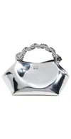 Ganni Twisted-handle Tote Bag In Silver