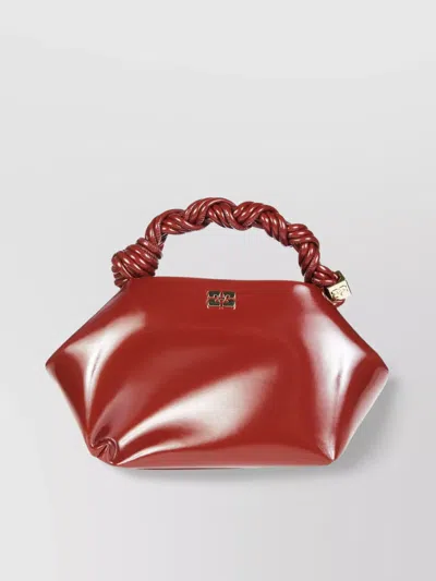 Ganni Small Twisted Handle Shoulder Bag In Red