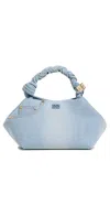 Ganni Small Washed Denim Bou Bag Faded Denim In Faded Denim