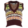 Ganni Smiley Face Sweater Waistcoat In Multicolor Recycled Wool In Multi