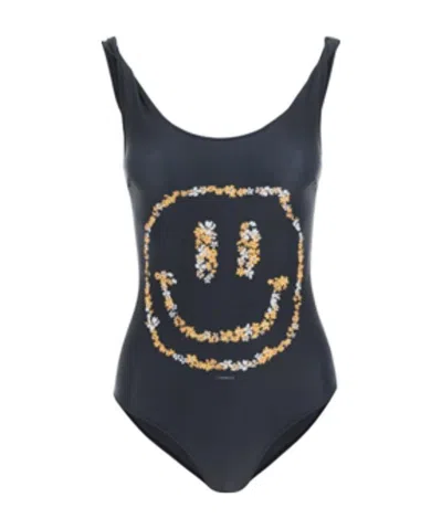Ganni Smiley-print One-piece Swimsuit