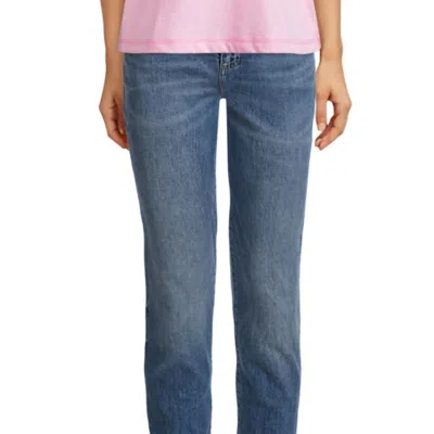 Ganni Smiley Relaxed Tee In Pink