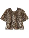 Ganni Leopard Blouse In Animal Print