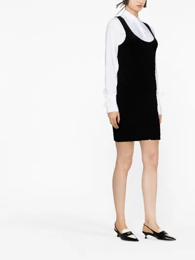 Ganni Velvet Smock Dress In Black