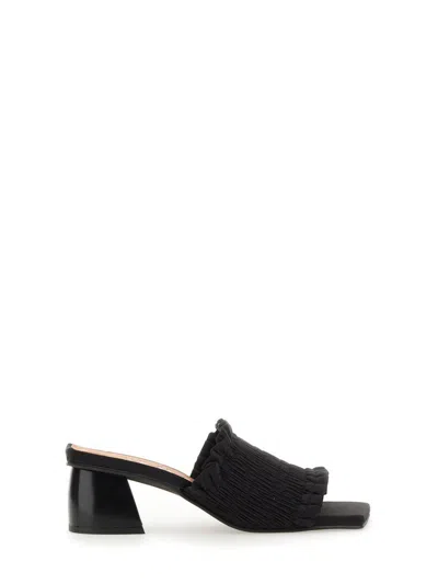 Ganni Smock Mule With Heel In Black