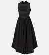 Ganni Smocked Stretch Cotton Sleeveless Midi Dress In Black