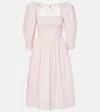 Ganni Poplin Midi Dress In Pink