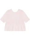 Ganni Smocked-panelling Poplin Blouse In Pink