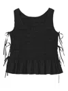 Ganni Cotton Smock Tie Top In Black