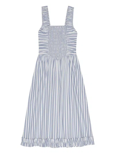 Ganni Gesmoktes Kleid Mit Streifen In White