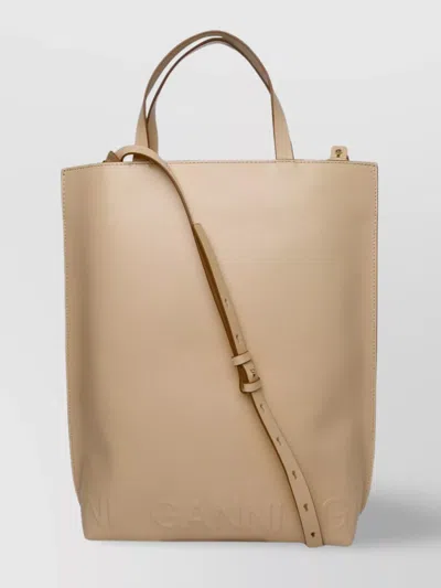 GANNI SMOOTH LEATHER TOTE BAG