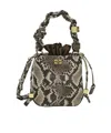 Ganni Bou Mini Python-effect Grained Leather Bucket Bag In Animal Print