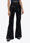 Ganni Navy Snake Print Goddi Jeans In Black