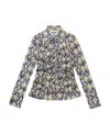 Ganni Fitted Button-front Crinkled Satin Shirt In Multicolor