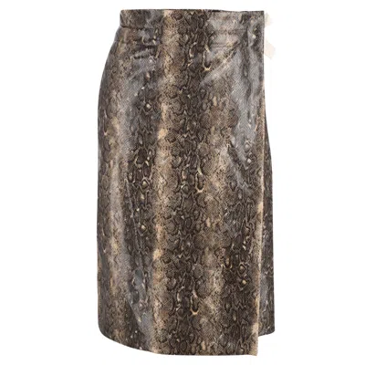 Ganni Snake-print Self-tie Woven Midi Skirt In Animal Print Recycled Polyester In Multi