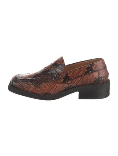 Pre-owned Ganni Snakeskin Animal Print Pumps In Brown