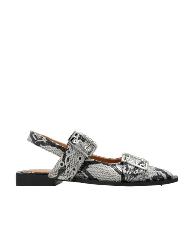 GANNI GANNI POINTED TOE BUCKLE BALLERINAS