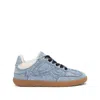 Ganni Low Top Denim Embroidered Sneakers Rubber Sole In Blue
