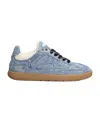 Ganni 08 Denim Raw Edge Sneakers In Blue Cotton In Blue