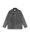 Ganni Snow Washed Denim Oversized Jacket In Black
