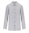 Ganni Multicolor Shirt With All-over Stripes And Logo Patch On The Front In Viscose Blend Woman