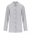 Ganni Multicolor Shirt With All-over Stripes And Logo Patch On The Front In Viscose Blend Woman