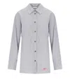 Ganni Multicolor Shirt With All-over Stripes And Logo Patch On The Front In Viscose Blend Woman In Blue