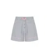 Ganni Violet Shorts With Logo Patch On The Front And All-over Striped Motif