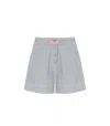 Ganni Soft Chambray Striped Shorts In Multi