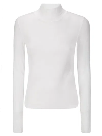 Ganni Soft Cotton Rib Long Sleeve T-shirt In White