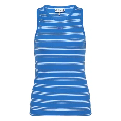 Ganni Soft Cotton Rib Stripe Tank