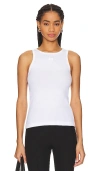 Ganni Soft Cotton Rib Tank Top Bright White In 亮白