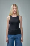 Ganni 'tank Top With Rhinestone Logo In Black